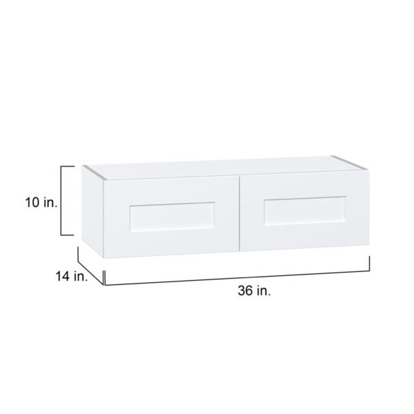 Jasmine Painted Warm White  Shaker Assembled Wall Bridge  Cabinet (36 in. W X 10 in. H X 14 in. D)