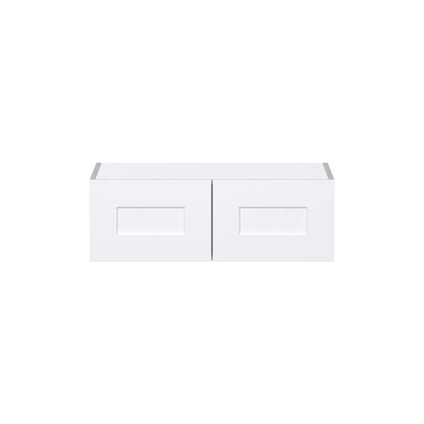 Jasmine Painted Warm White  Shaker Assembled Wall Bridge  Cabinet (30 in. W x 10 in. H x 14 in. D)