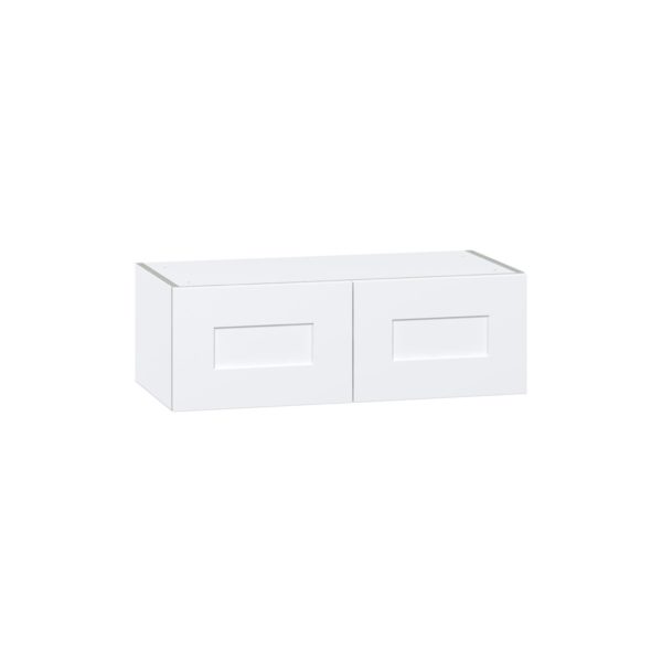 Jasmine Painted Warm White  Shaker Assembled Wall Bridge  Cabinet (30 in. W x 10 in. H x 14 in. D)