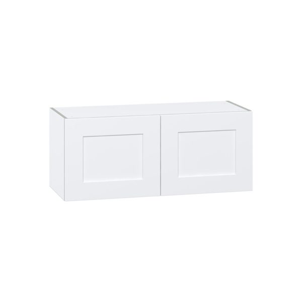 Jasmine Painted Warm White  Shaker Assembled Wall Bridge  Cabinet (36 in. W X 15 in. H X 14 in. D)