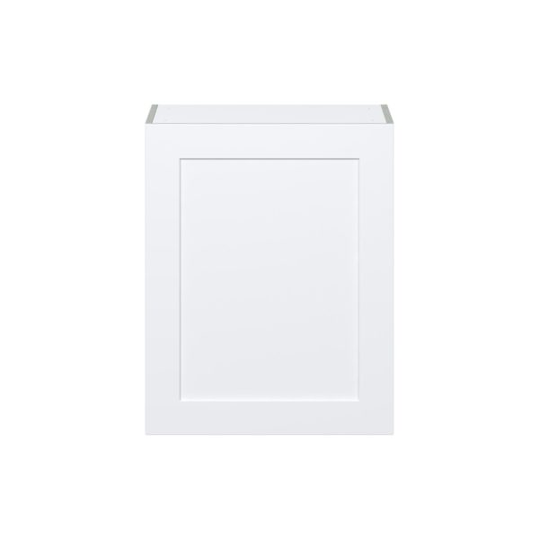 Jasmine Painted Warm White  Shaker Assembled Wall  Cabinet with Full High Door (24 in. W x 30 in. H x 14 in. D)