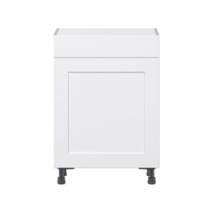 Jasmine Painted Warm White  Shaker Assembled Shallow Base Cabinet with 1 Door and 1 Drawer (24 in. W x 34.5 in. H x 14 in. D)