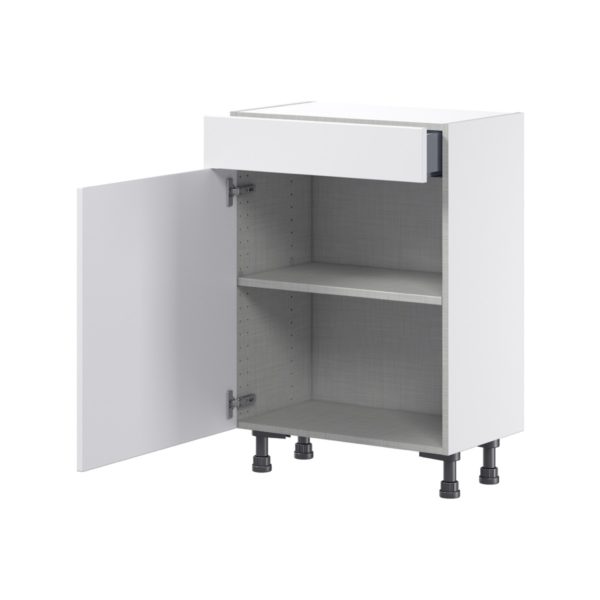 Jasmine Painted Warm White  Shaker Assembled Shallow Base Cabinet with 1 Door and 1 Drawer (24 in. W x 34.5 in. H x 14 in. D)