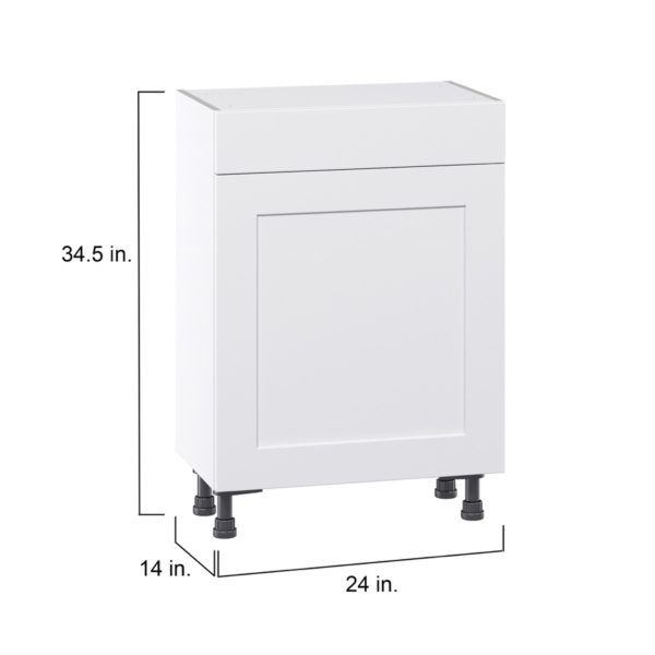 Jasmine Painted Warm White  Shaker Assembled Shallow Base Cabinet with 1 Door and 1 Drawer (24 in. W x 34.5 in. H x 14 in. D)