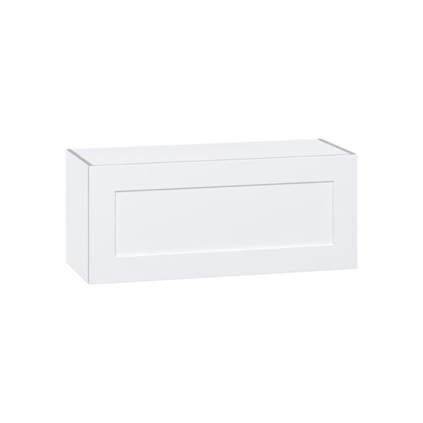 Jasmine Painted Warm White  Shaker Assembled Wall Bridge  Cabinet with Lift Up Door (36 in. W x 15 in. H x 14 in. D)