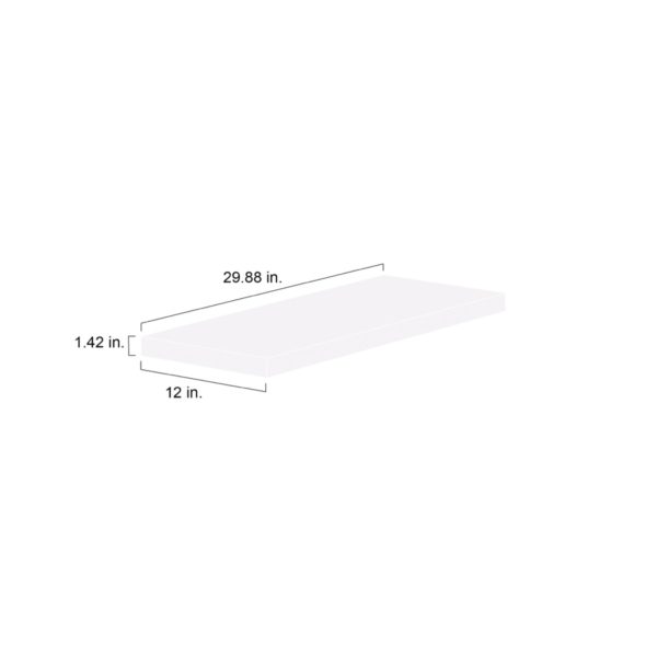 30 in. W X 1.5 in. H X 12 in. D Jasmine Painted White Floating Shelf with Mounting Bracket