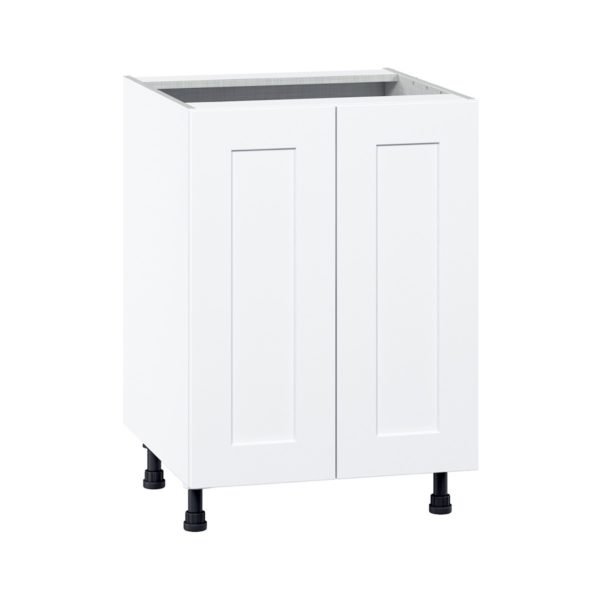 Jasmine Painted Warm White  Shaker Assembled Base Cabinet with 2 Full High Doors (24 in. W x 34.5 in. H x 24 in. D)