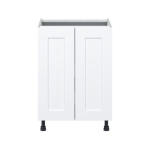 Jasmine Painted Warm White  Shaker Assembled Base Cabinet with 2 Full High Doors and 3 Inner Drawers (24 in. W x 34.5 in. H x 24 in. D)