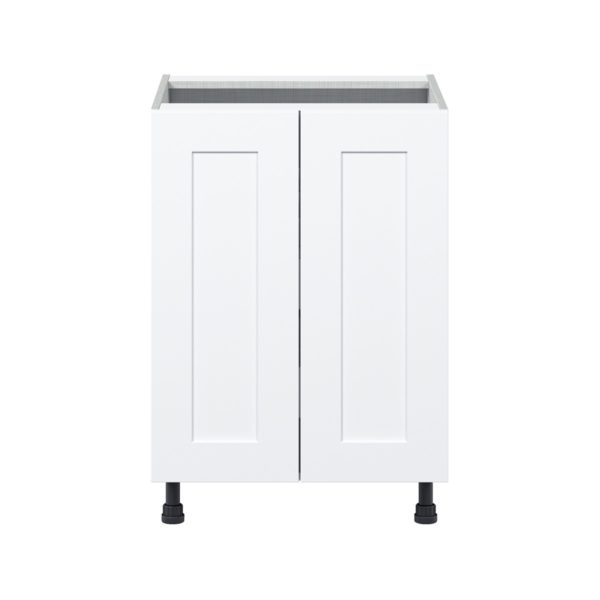 Jasmine Painted Warm White  Shaker Assembled Base Cabinet with 2 Full High Doors and 3 Inner Drawers (24 in. W x 34.5 in. H x 24 in. D)