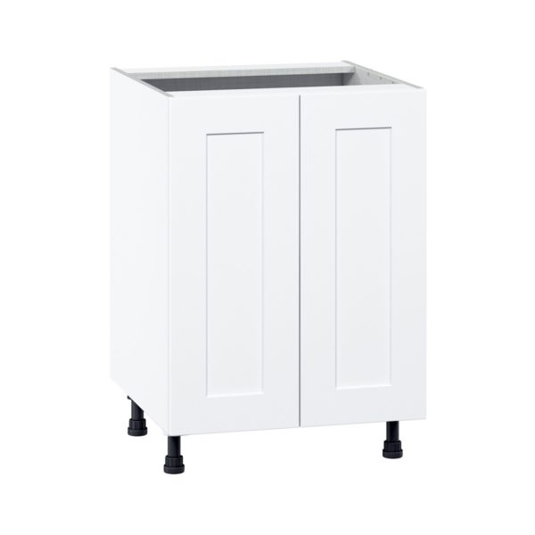 Jasmine Painted Warm White  Shaker Assembled Base Cabinet with 2 Full High Doors and 3 Inner Drawers (24 in. W x 34.5 in. H x 24 in. D)