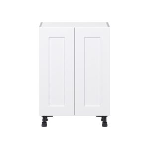 Jasmine Painted Warm White  Shaker Assembled Shallow Base Cabinet with 2 Full High Doors (24 in. W x 34.5 in. H x 14 in. D)