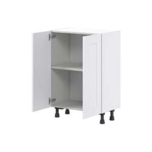 Jasmine Painted Warm White  Shaker Assembled Shallow Base Cabinet with 2 Full High Doors (24 in. W x 34.5 in. H x 14 in. D)