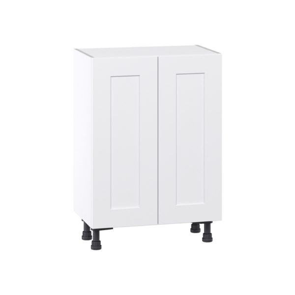 Jasmine Painted Warm White  Shaker Assembled Shallow Base Cabinet with 2 Full High Doors (24 in. W x 34.5 in. H x 14 in. D)