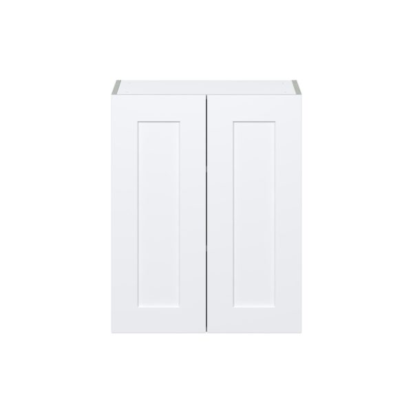 Jasmine Painted Warm White  Shaker Assembled Wall  Cabinet  with 2 Full high Doors (24 in. W x 30 in. H x 14 in. D)