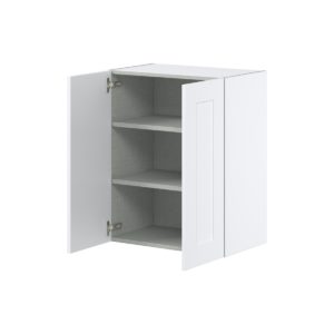 Jasmine Painted Warm White  Shaker Assembled Wall  Cabinet  with 2 Full high Doors (24 in. W x 30 in. H x 14 in. D)