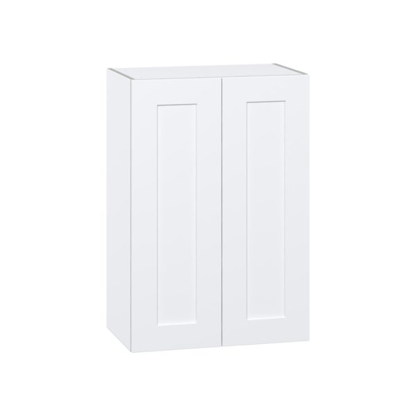 Jasmine Painted Warm White  Shaker Assembled Wall  Cabinet with 2 Full High Doors (24 in. W x 35 in. H x 14 in. D)