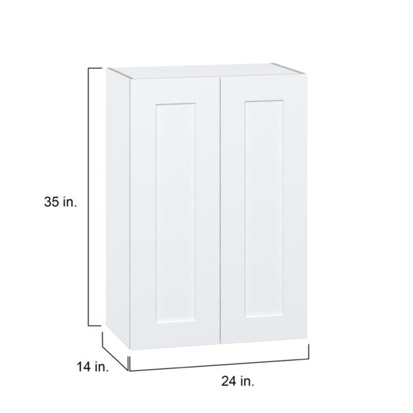 Jasmine Painted Warm White  Shaker Assembled Wall  Cabinet with 2 Full High Doors (24 in. W x 35 in. H x 14 in. D)