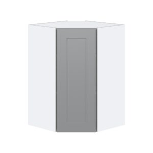 Willow Painted Slate Gray  Shaker Assembled Wall Diagonal Corner Cabinet with a Door (24 in. W x 35 in. H x 24 in. D)