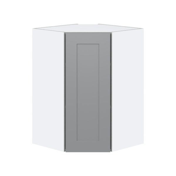 Willow Painted Slate Gray  Shaker Assembled Wall Diagonal Corner Cabinet with a Door (24 in. W x 35 in. H x 24 in. D)