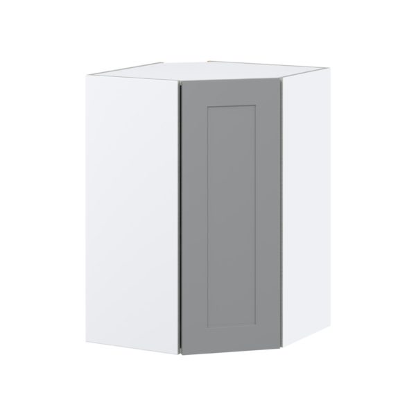 Willow Painted Slate Gray  Shaker Assembled Wall Diagonal Corner Cabinet with a Door (24 in. W x 35 in. H x 24 in. D)