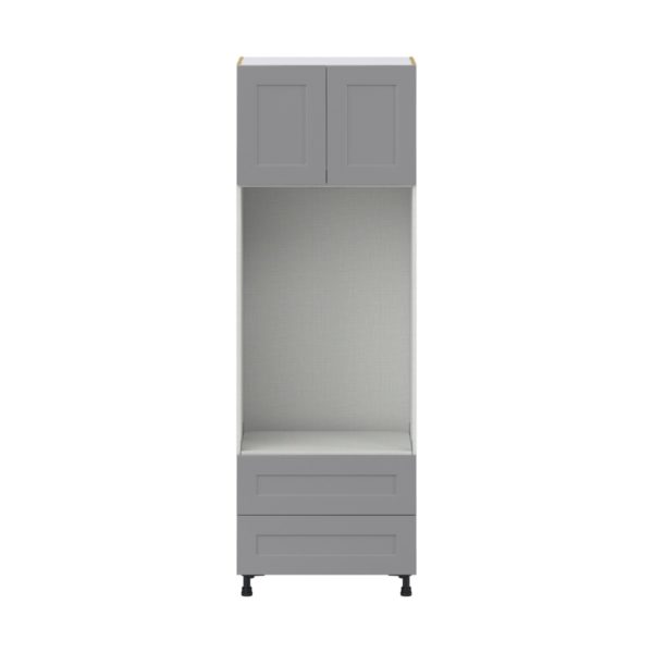 Willow Painted Slate Gray  Shaker Assembled Pantry Micro/Oven Combo  Cabinet with 2 Drawers (30 in. W x 89.5 in. H x 24 in. D)