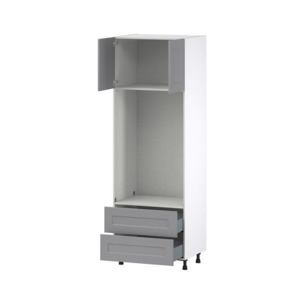 Willow Painted Slate Gray  Shaker Assembled Pantry Micro/Oven Combo  Cabinet with 2 Drawers (30 in. W x 89.5 in. H x 24 in. D)