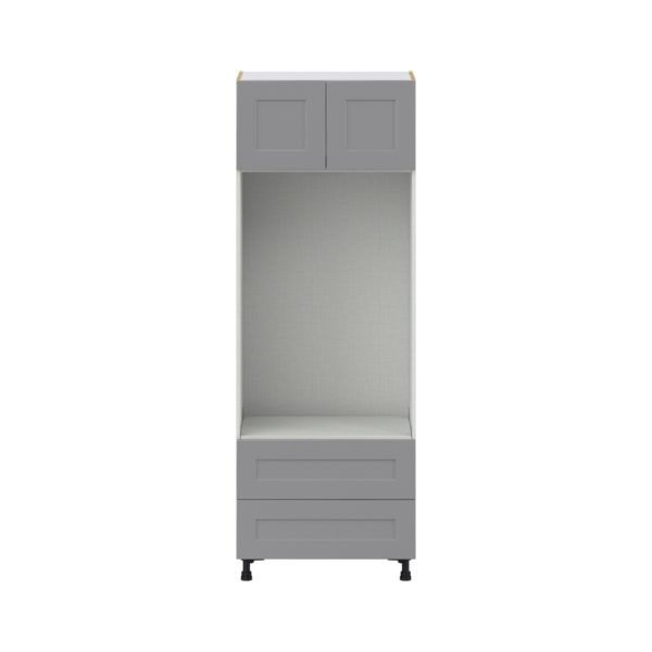 Willow Painted Slate Gray  Shaker Assembled Pantry Micro/Oven Combo  Cabinet with 2 Drawers  (30 in. W x 84.5 in. H x 24 in. D)