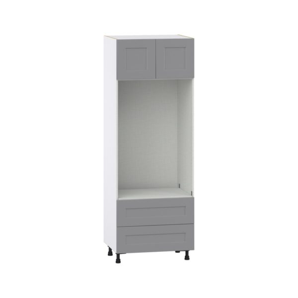 Willow Painted Slate Gray  Shaker Assembled Pantry Micro/Oven Combo  Cabinet with 2 Drawers  (30 in. W x 84.5 in. H x 24 in. D)