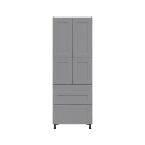 Willow Painted Slate Gray  Shaker Assembled Pantry  Cabinet with 2 Inner Drawers (30 in. W x 84.5 in. H x 24 in. D)