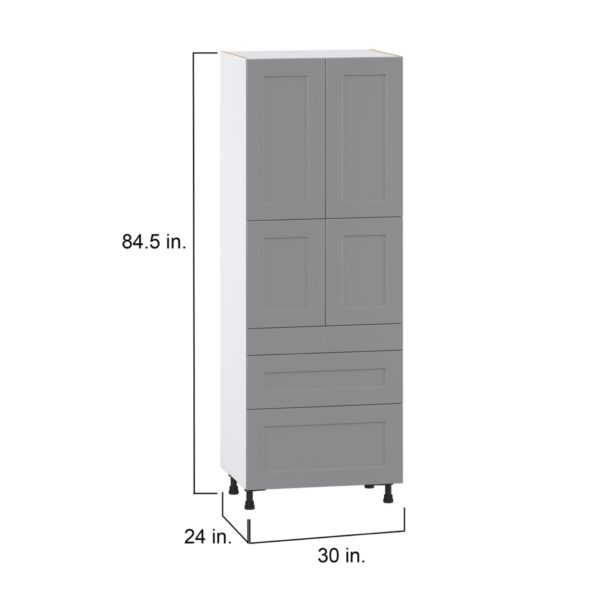 Willow Painted Slate Gray  Shaker Assembled Pantry  Cabinet with 2 Inner Drawers (30 in. W x 84.5 in. H x 24 in. D)