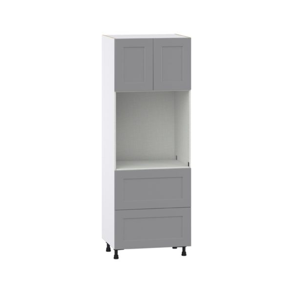 Willow Painted Slate Gray  Shaker Assembled Single Oven  Cabinet with 2 Drawers (30 in. W x 84.5 in. H x 24 in. D)