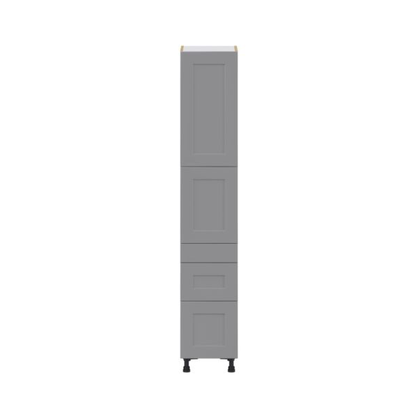 Willow Painted Slate Gray  Shaker Assembled Pantry  Cabinet with 2 Inner Drawers (15 in. W x 84.5 in. H x 24 in. D)