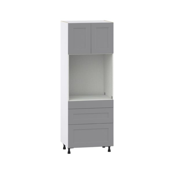 Willow Painted Slate Gray  Shaker Assembled Single Oven  Cabinet with 3 Drawers (30 in. W x 84.5 in. H x 24 in. D)