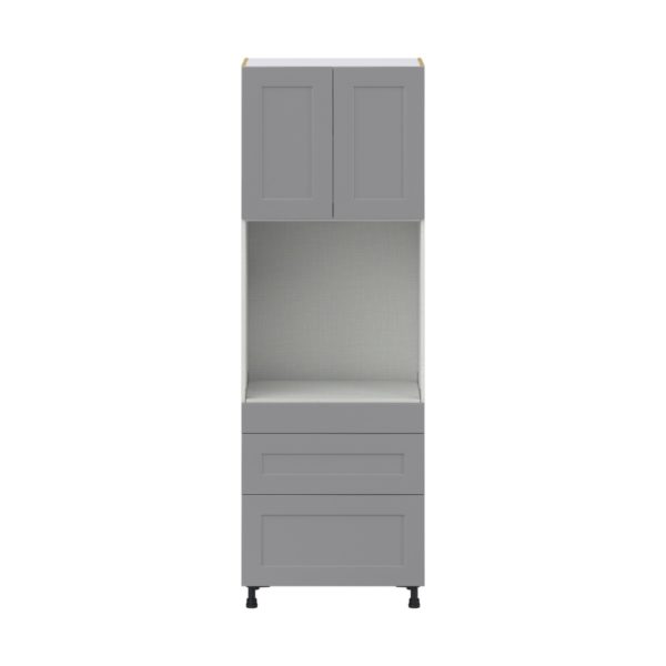 Willow Painted Slate Gray  Shaker Assembled Single Oven  Cabinet with Drawers (30 in. W x 89.5 in. H x 24 in. D)