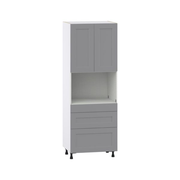 Willow Painted Slate Gray  Shaker Assembled Pantry Micro/Oven  Cabinet with 3 Drawers (30 in. W x 84.5 in. H x 24 in. D)