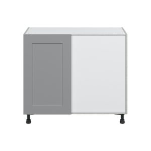 Willow Painted Slate Gray  Shaker Assembled Blind Base Corner  Cabinet with Right Pull Out (39 in. W x 34.5 in. H x 24 in. D)