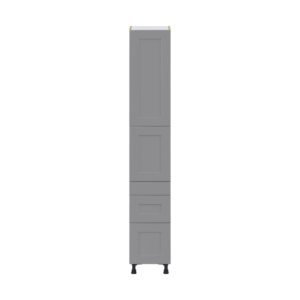 Willow Painted Slate Gray  Shaker Assembled Pantry  Cabinet with 3 Drawers and 2 Inner Drawers (15 in. W x 89.5 in. H x 24 in. D)