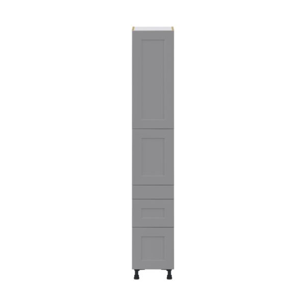 Willow Painted Slate Gray  Shaker Assembled Pantry  Cabinet with 3 Drawers and 2 Inner Drawers (15 in. W x 89.5 in. H x 24 in. D)