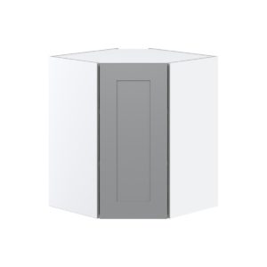 Willow Painted Slate Gray  Shaker Assembled Wall Diagonal Corner Cabinet with a Door (24 in. W x 30 in. H x 24 in. D)