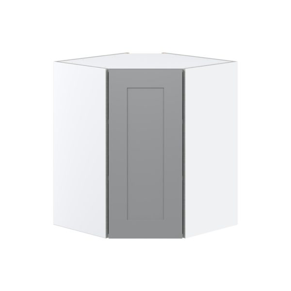 Willow Painted Slate Gray  Shaker Assembled Wall Diagonal Corner Cabinet with a Door (24 in. W x 30 in. H x 24 in. D)