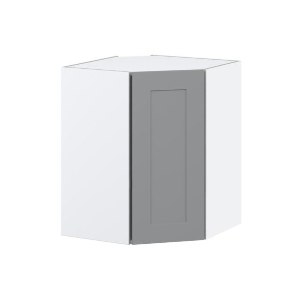 Willow Painted Slate Gray  Shaker Assembled Wall Diagonal Corner Cabinet with a Door (24 in. W x 30 in. H x 24 in. D)