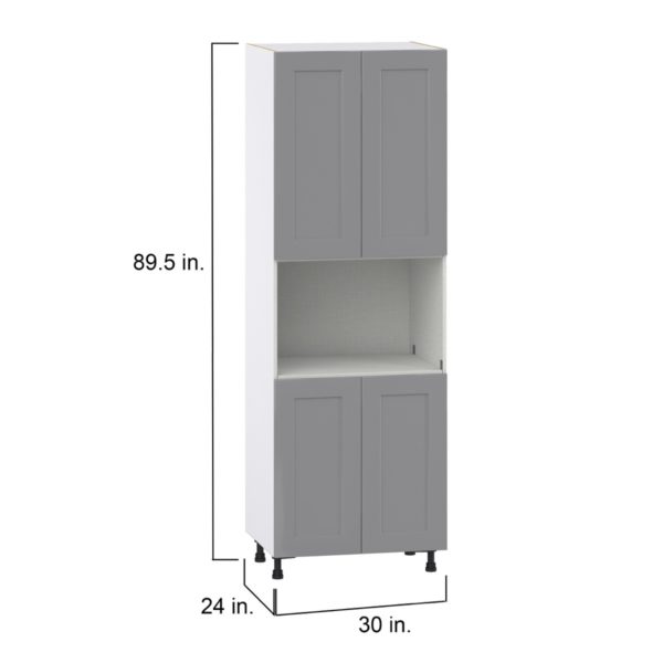 Willow Painted Slate Gray  Shaker Assembled Pantry Micro/Oven  Cabinet (30 in. W x 89.5 in. H x 24 in. D)