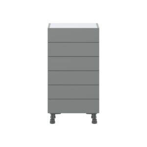 Willow Painted Slate Gray  Shaker Assembled Shallow Base Cabinet with 6 Drawers (18 in. W x 34.5 in. H x 14 in. D)