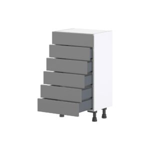 Willow Painted Slate Gray  Shaker Assembled Shallow Base Cabinet with 6 Drawers (18 in. W x 34.5 in. H x 14 in. D)