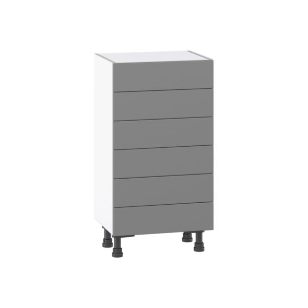 Willow Painted Slate Gray  Shaker Assembled Shallow Base Cabinet with 6 Drawers (18 in. W x 34.5 in. H x 14 in. D)