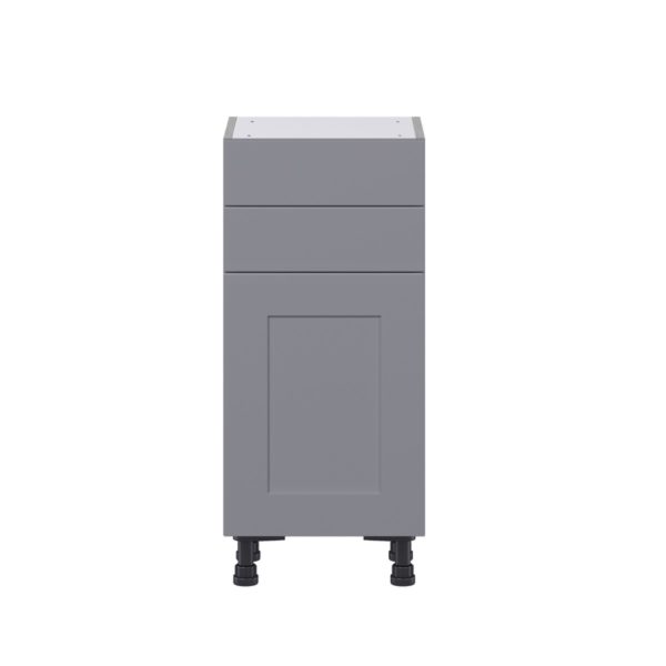 Willow Painted Slate Gray  Shaker Assembled Shallow Base Cabinet with 1 Door and Two 10 in. Drawers (15 in. W x 34.5 in. H x 14 in. D)