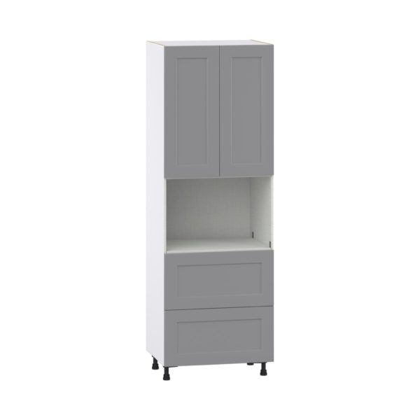 Willow Painted Slate Gray  Shaker Assembled Pantry Microwave  Cabinet with 2 Drawers (30 in. W x 89.5 in. H x 24 in. D)