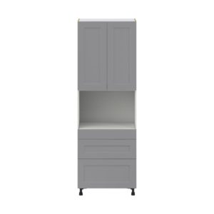 Willow Painted Slate Gray  Shaker Assembled Pantry Microwave  Cabinet with 3 Drawers (30 in. W x 89.5 in. H x 24 in. D)