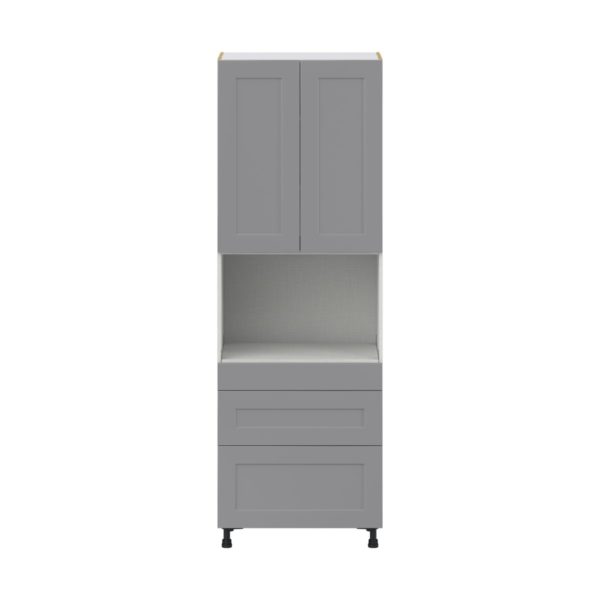 Willow Painted Slate Gray  Shaker Assembled Pantry Microwave  Cabinet with 3 Drawers (30 in. W x 89.5 in. H x 24 in. D)