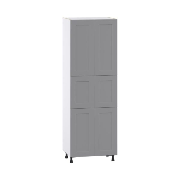 Willow Painted Slate Gray  Shaker Assembled Pantry  Cabinet with 5 Shelves (30 in. W x 89.5 in. H x 24 in. D)